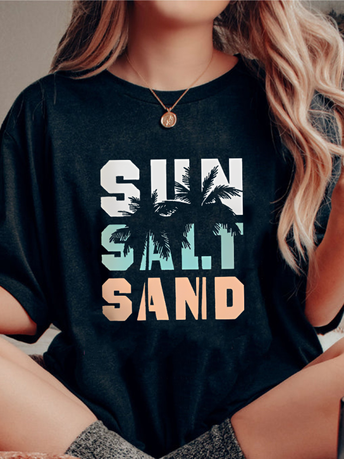 Sun Salt Sand Beach Coconut Tree  T-shirt