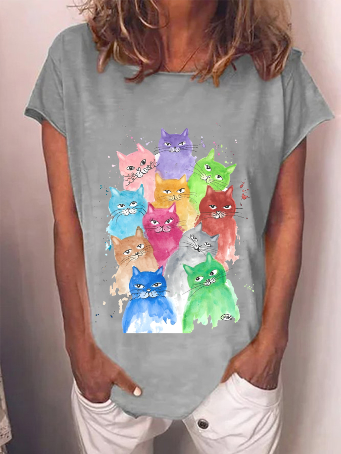 Colorful Cats Animal Women T-shirt