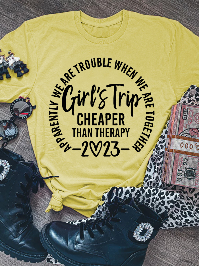 Girl's Trip 2023 Short Sleeve Shirts & Tops West Letters Women T-shirt