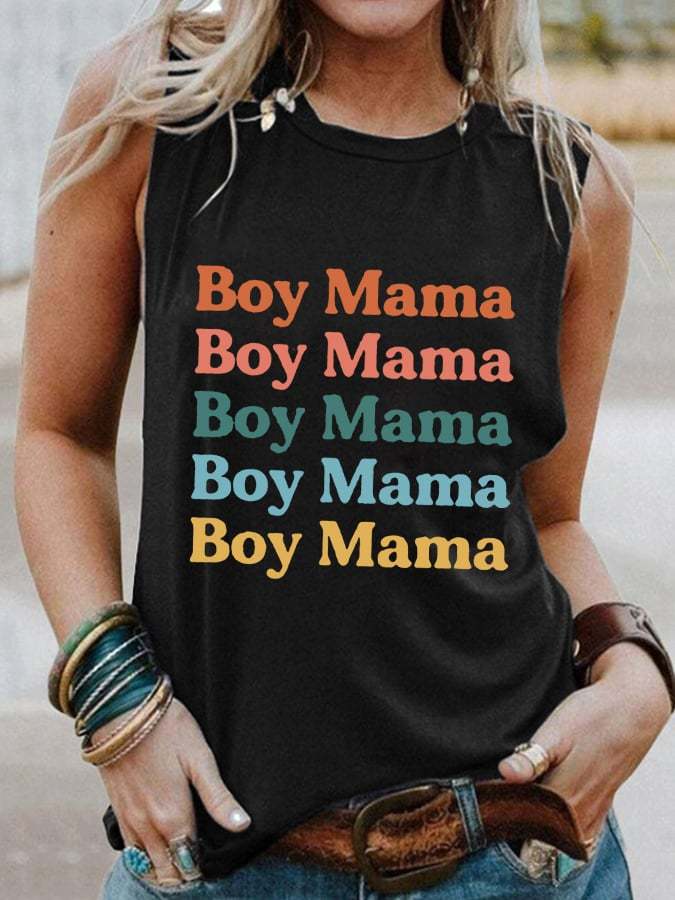 Women's Boy Mom Print Casual Vest