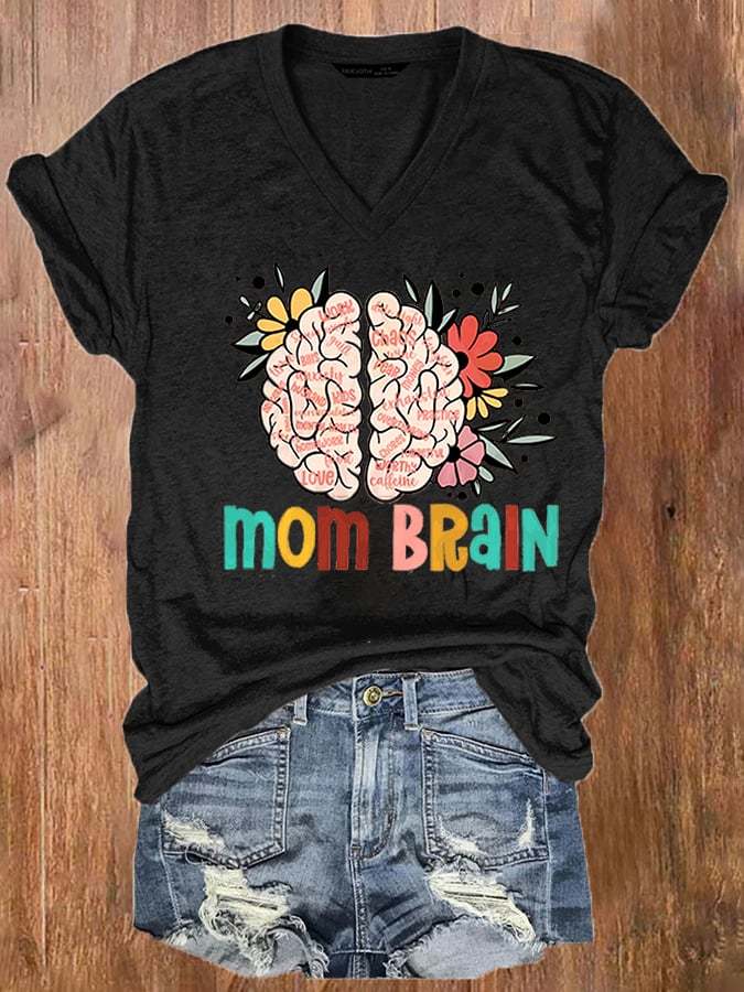Mother'S Day Mom Brain Print T-Shirt