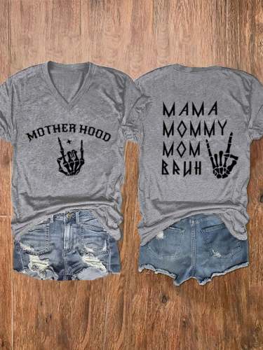 Women's Mama Mommy Mom Bruh V-Neck T-Shirt