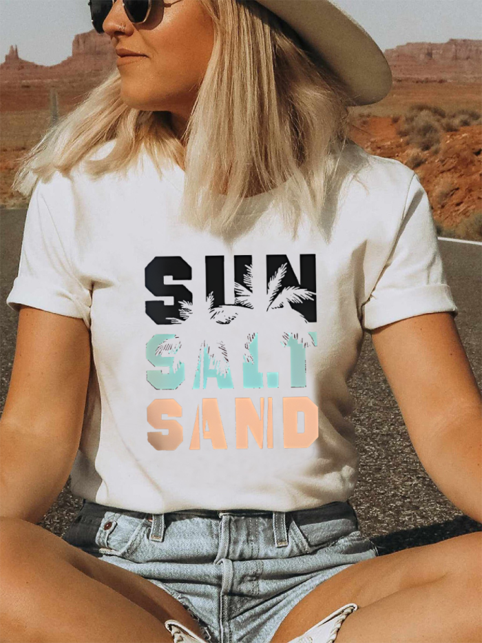 Sun Salt Sand Beach Coconut Tree  T-shirt