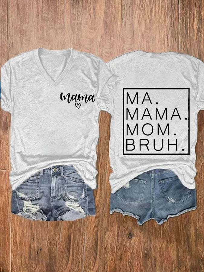 Women's Ma Mama Mom Bruh Print Casual T-Shirt