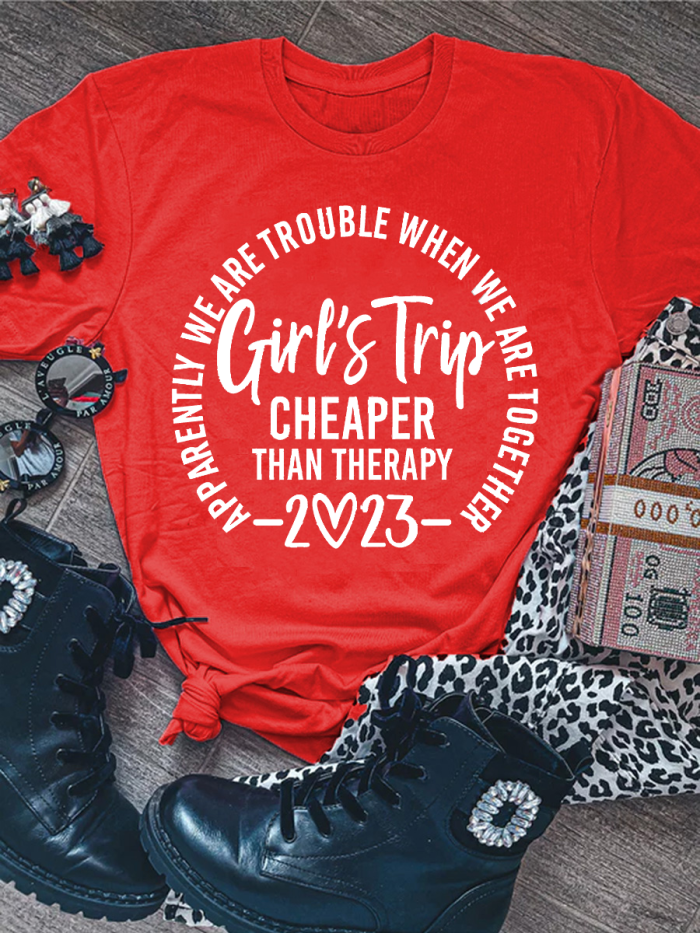 Girl's Trip 2023 Short Sleeve Shirts & Tops West Letters Women T-shirt