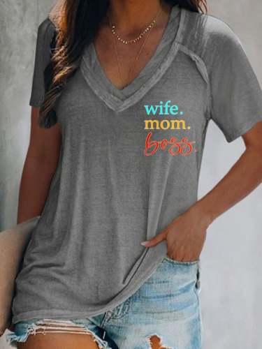 Mama Mommy Mom Bruh Print Short-Sleeved T-Shirt