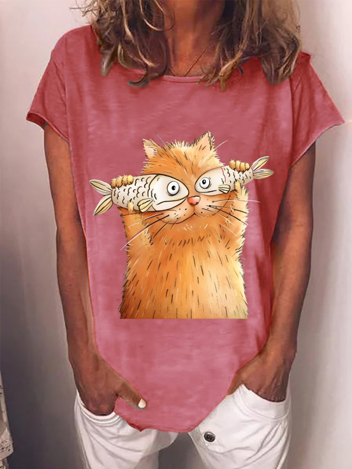 Two Fish Cat Animal Women T-Shirt