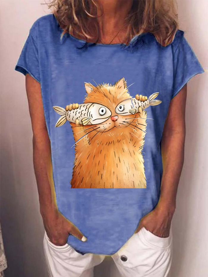 Two Fish Cat Animal Women T-Shirt