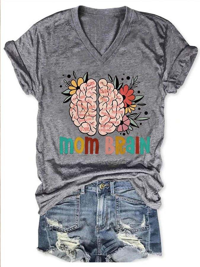 Mother'S Day Mom Brain Print T-Shirt