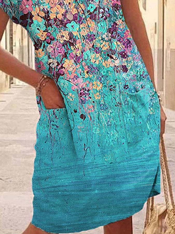 Women's Floral Print Pocket Dress