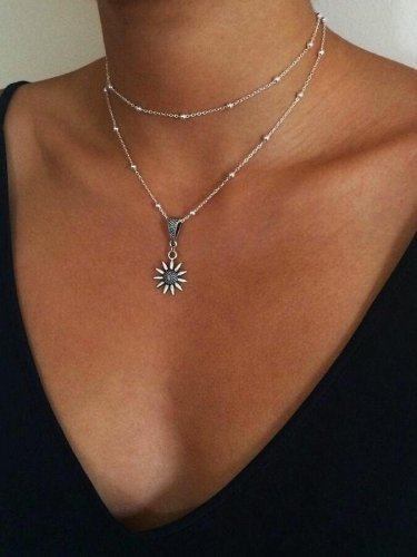 Vintage Sunflower Pendant Necklace