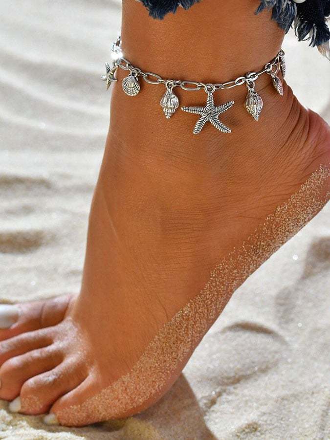 Vintage Classic Starfish Conch Shell Anklet