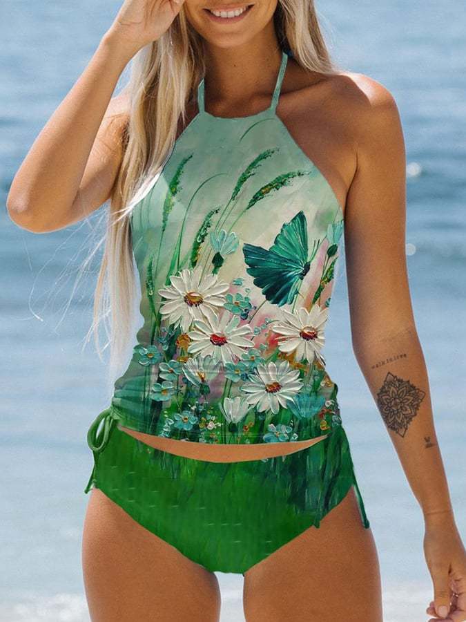 Trendy Print Swimsuit Set