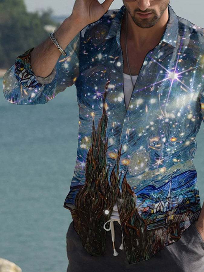 Starry Night & JWST Image Star Print Shirt