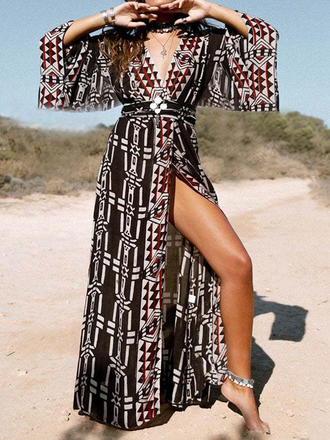 Vintage Bohemian Print Vacation Cover Up