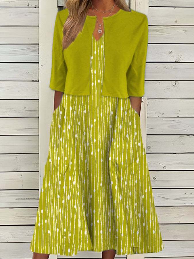 Trendy Polka Dot Print Two-Piece Dress