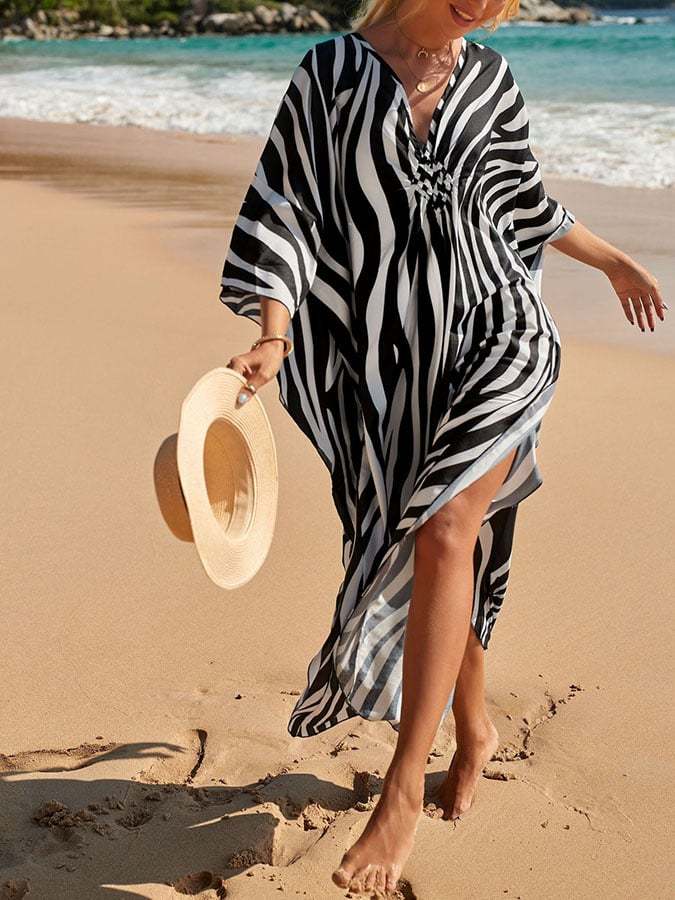 Printed Geometric Beach Casual Sunscreen Blouse