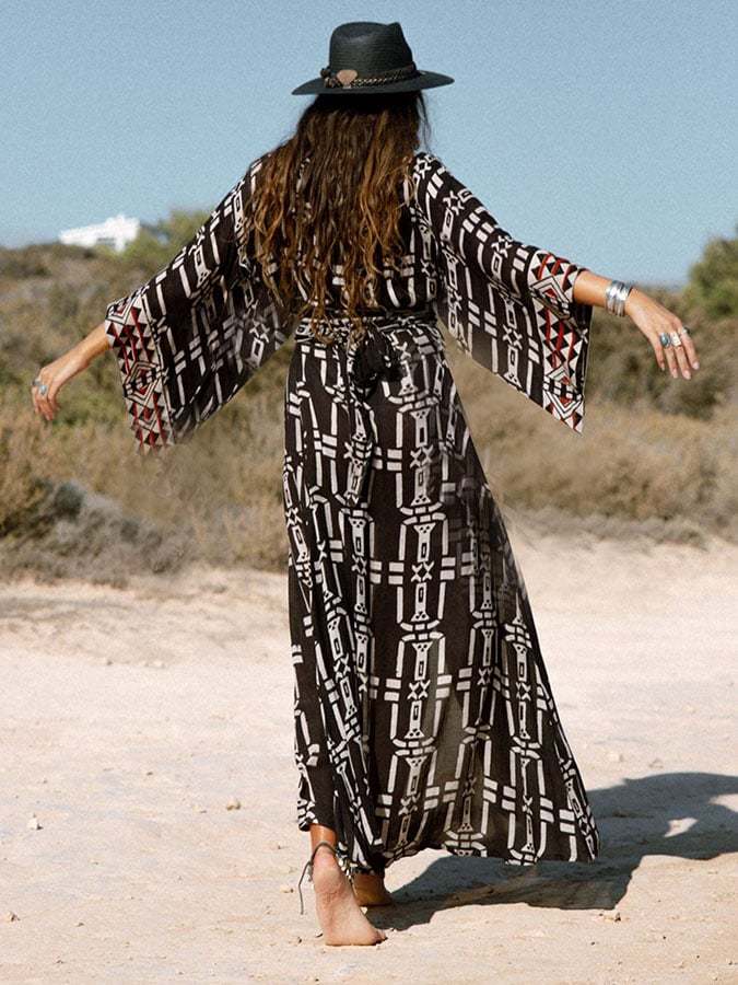 Vintage Bohemian Print Vacation Cover Up