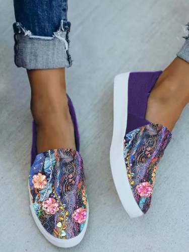 Women's Floral Print Casual Sneakers