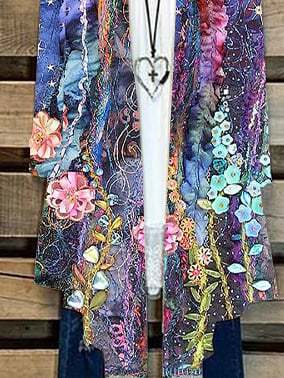 Women's Floral Print Casual Long Sleeve Cardigan