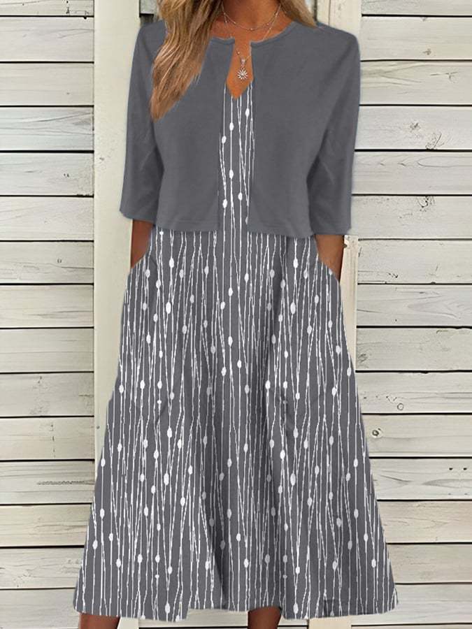 Trendy Polka Dot Print Two-Piece Dress