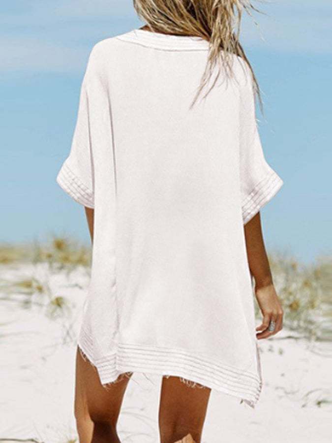 Women's Casual Loose Beach Cotton Linen Dress