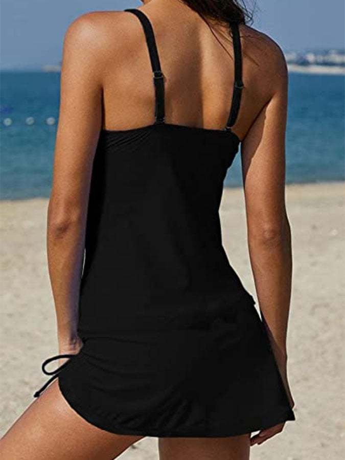 Sexy O-Ring String Tankinis 2 Piece Swimwear Color Block Bathing Suits for Women