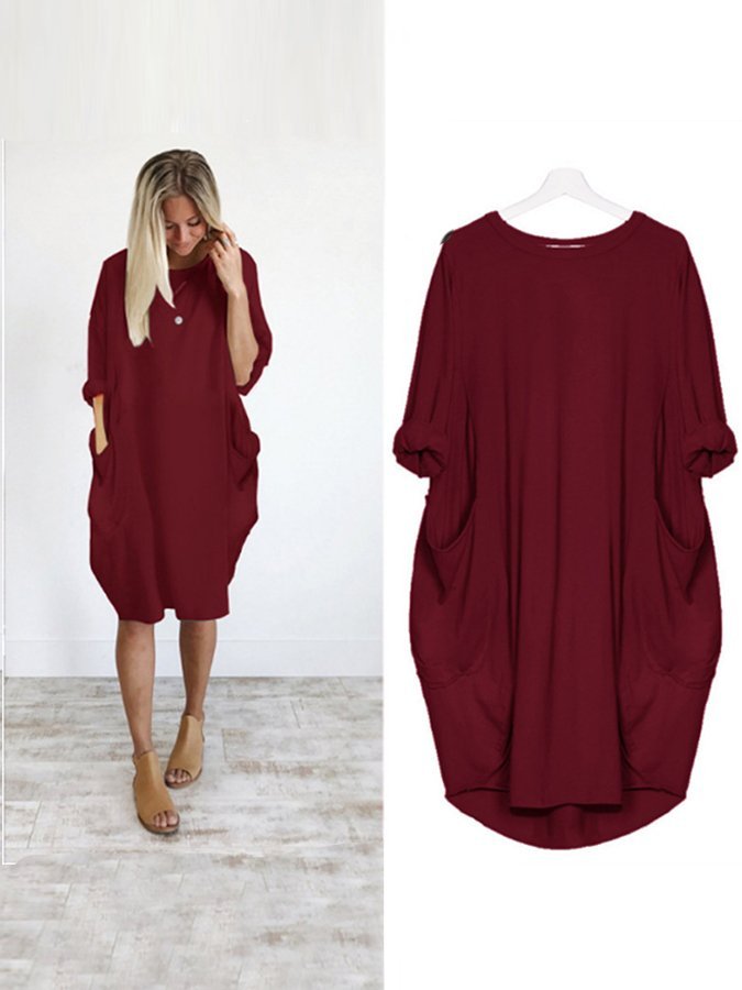 Women's Casual Solid O-Outline Dress