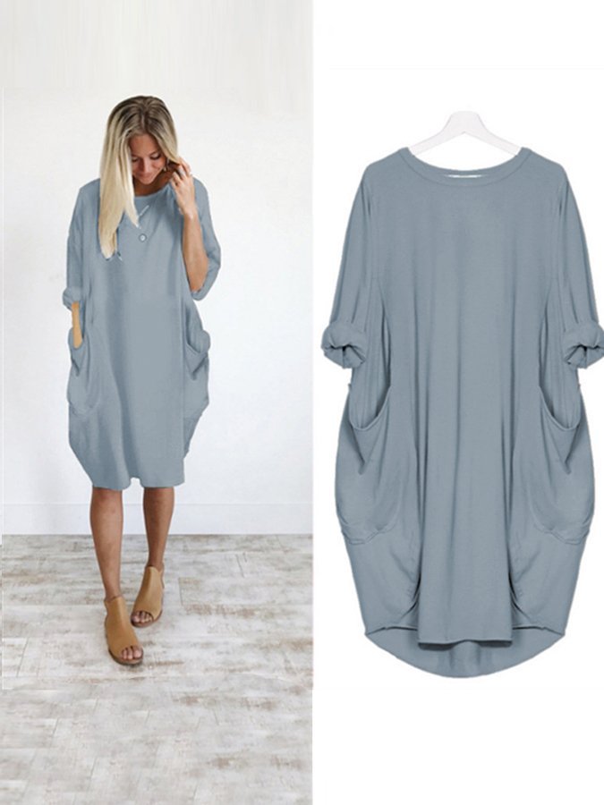 Women's Casual Solid O-Outline Dress