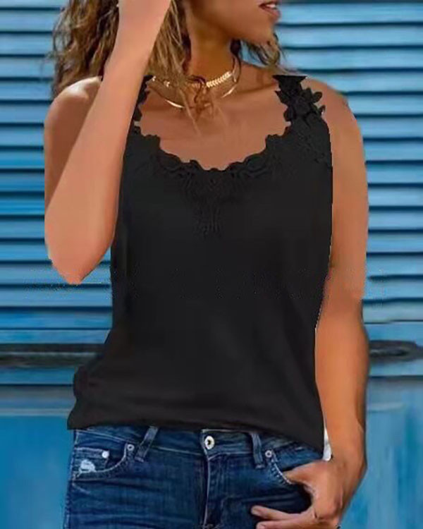 Solid Lace Sleeveless Top