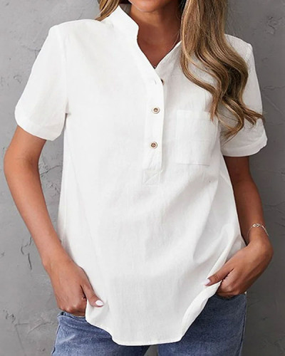 Fashion Button Down Lapel Short Sleeve Shirt