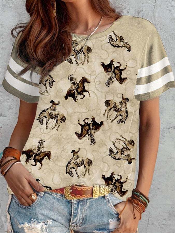 Women's Western Cowboys Cowgirls Print T-Shirt