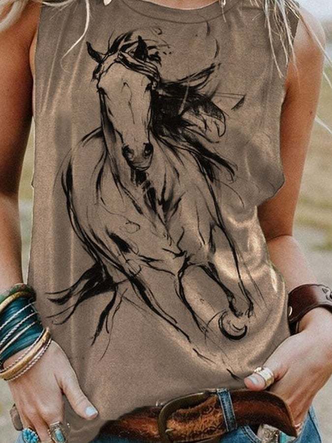 Western Horse Print Vest