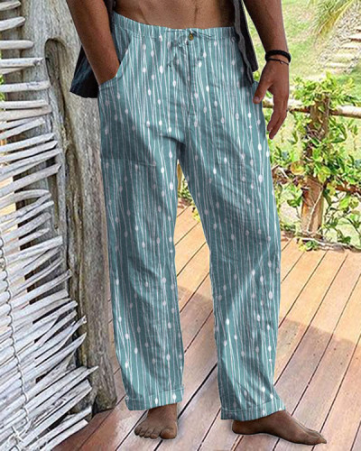 Men's Casual Vacation Plant Floral Loose Pants