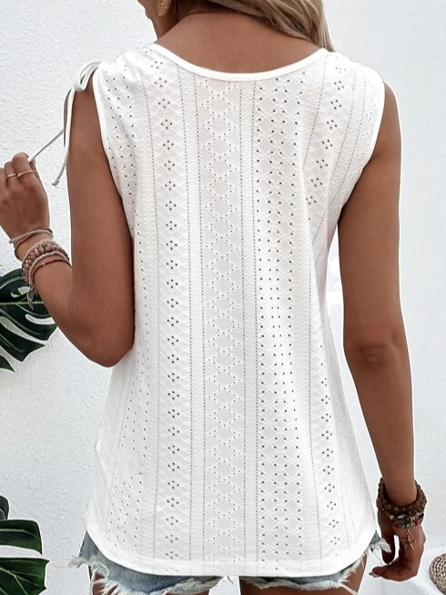 Casual Loose Plain Crew Neck Tank Top