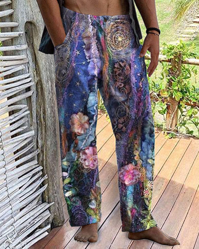 Men's Casual Vacation Floral Loose Pants