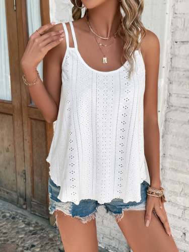 Solid Eyelet Embroidery Cami Top
