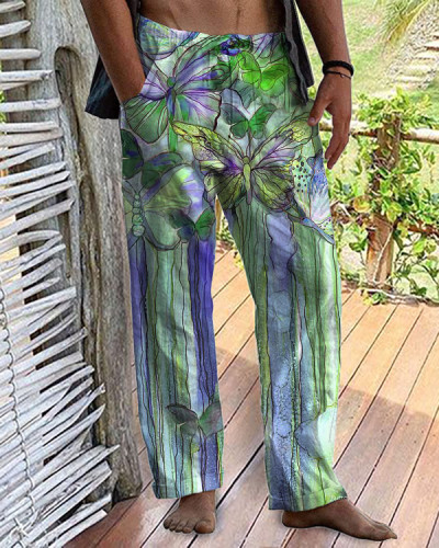 Men's Casual Vacation Butterfly Loose Pants