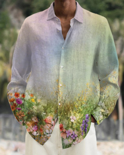 Men's Floral Long Sleeve Casual Shirt