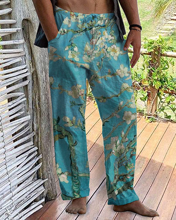 Men's Fashion Pastoral Floral Casual Pants
