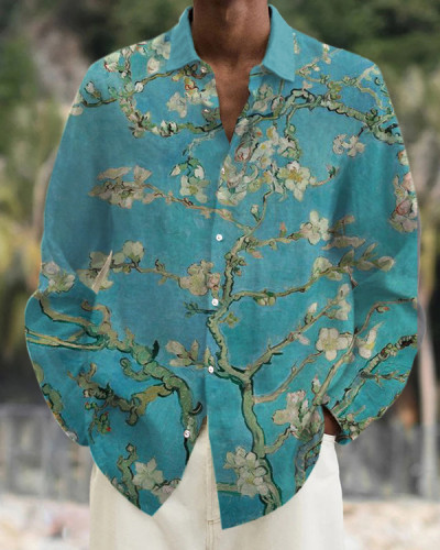 Men's Artistic Floral Long Sleeve Casual Shirt