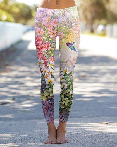 Casual Bird Floral Leggings