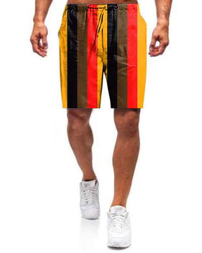 Men's Striped Drawstring Casual Beach Shorts
