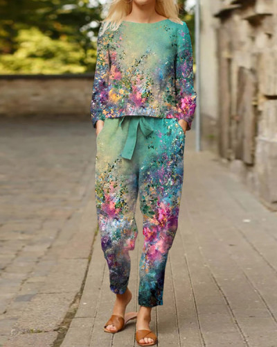 Women's Casual Floral Two-Piece Suit