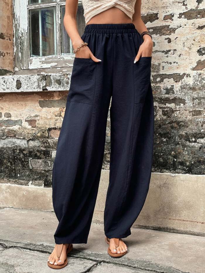 Elastic Waist Dual Pocket Pants