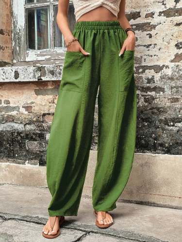 Elastic Waist Dual Pocket Pants