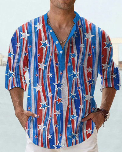 Men's Fashion Flag Long Sleeve Shirt