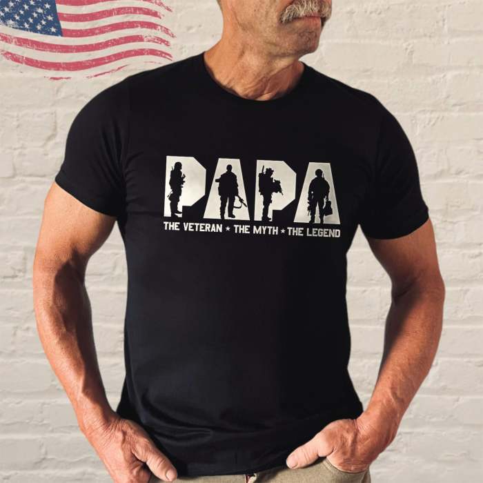 Dad Grandpa Veteran Crew Neck Short Sleeve T-Shirt