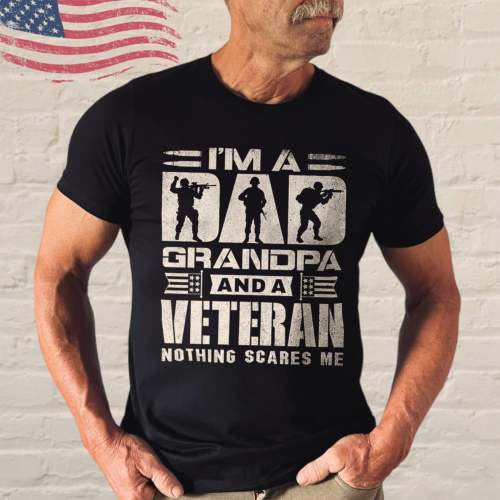 Dad Grandpa Veteran Crew Neck Short Sleeve T-Shirt