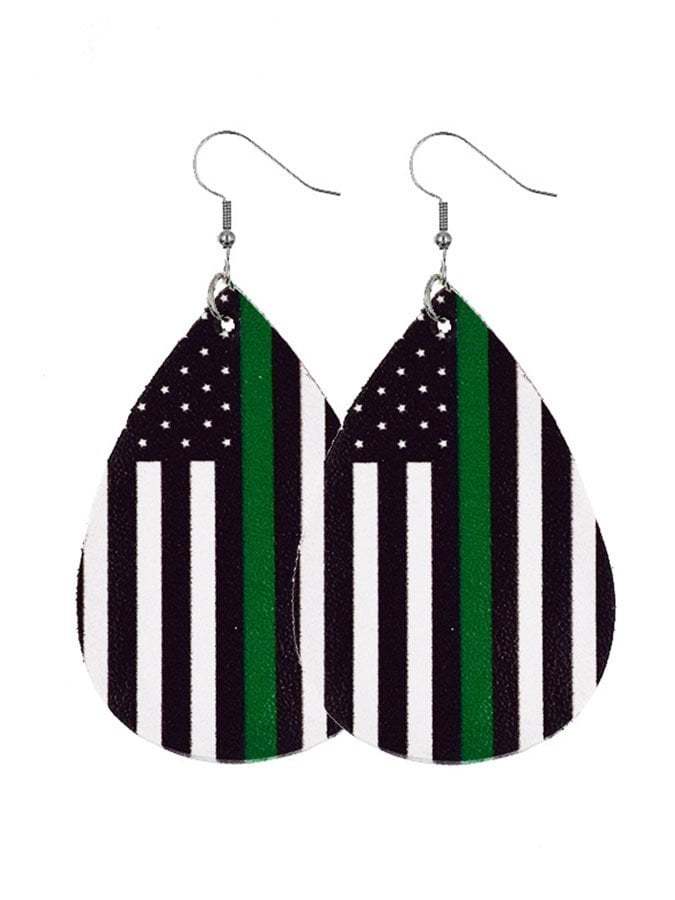Stars And Stripes Leather Earrings